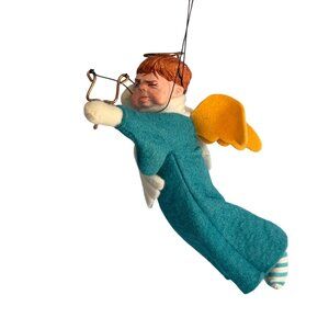 Vintage Simpich Doll Angel Ornament "Pete" 6" Felt Wings Slingshot Naughty Angel